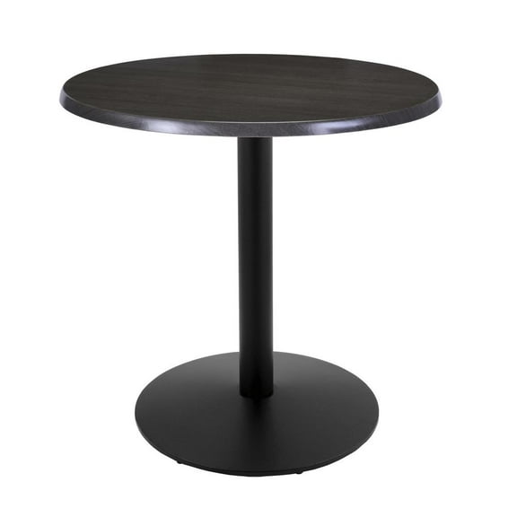 Indoor/Outdoor 36" Tall OD214 Black Table Base with 22" Diameter Foot and 30" Diameter Indoor/Outdoor Charcoal Top by the Holland Bar Stool Co.