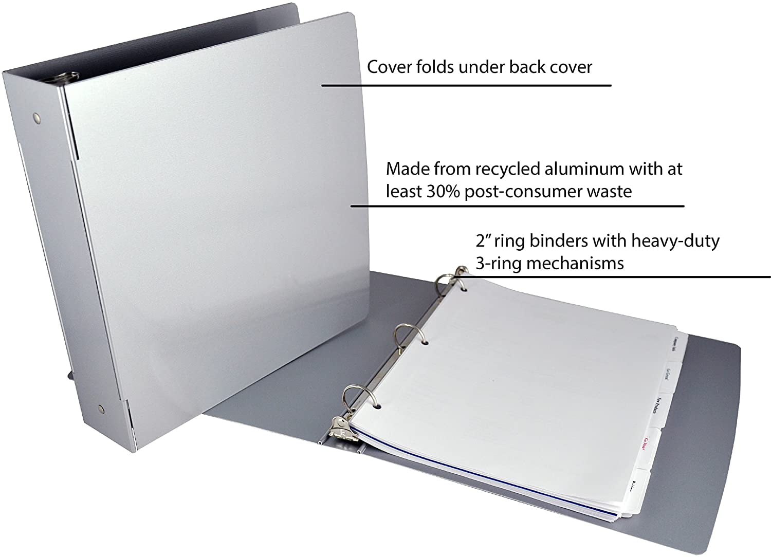 Saunders Recycled Aluminum Ring Binder, 2Inch Spine, Letter Size, 8.5