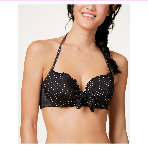 Sundazed Ruffled Dot Print Bra-Sized Bikini Top, Pink Dots, 34 B