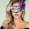 thumbnail image 5 of Unique Bargains 1 Pc Feather King Half Face Party Mask for Masquerade Party Purple, 5 of 5