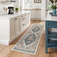 thumbnail image 2 of Roxstand 2'x6' Washable Runner Rug for Hallway Entrance Bedroom Entryway, Vintage Oriental Non Slip Stain Resistant Kitchen Rugs, Blue, 2 of 10