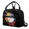 thumbnail image 3 of HUIACONG Fade Resistant Insulated Thermal Lunch Box for School Office, Aluminum Film Material Removable Shoulder Strap Lunch Bag, Baseball Graphic Design, 3 of 10