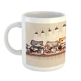 thumbnail image 2 of Ambesonne Cat Ceramic Coffee Mug, Kawaii Kitty Guitarists Band, 11 oz, Grey Orange and Pale Tan, 2 of 4