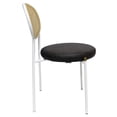 thumbnail image 5 of LeisureMod Leather Dining Chair Armless Rattan Back Side Chair Modern Accent Chair Comfortable Padded Seat Kitchen Chair with Powder-Coated Stainless Steel White Base Euston Collection in Charcoal, 5 of 7