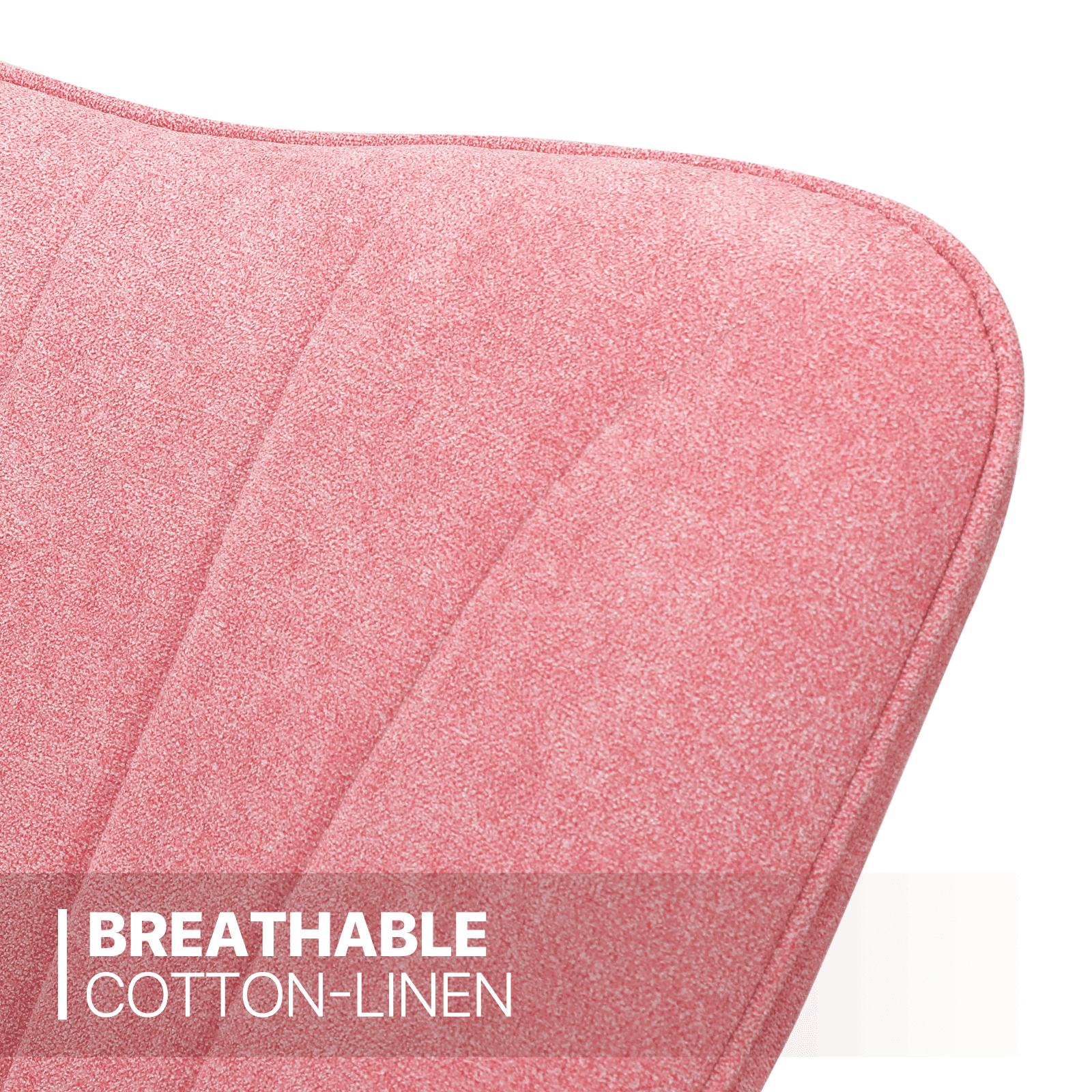 MoNiBloom Upholstered Accent Chair Set of 2, Armchair with Metal Leg, Shell Shape Cotton-linen Single Sofa Chair, for Living Room Bedroom, Soft Pink