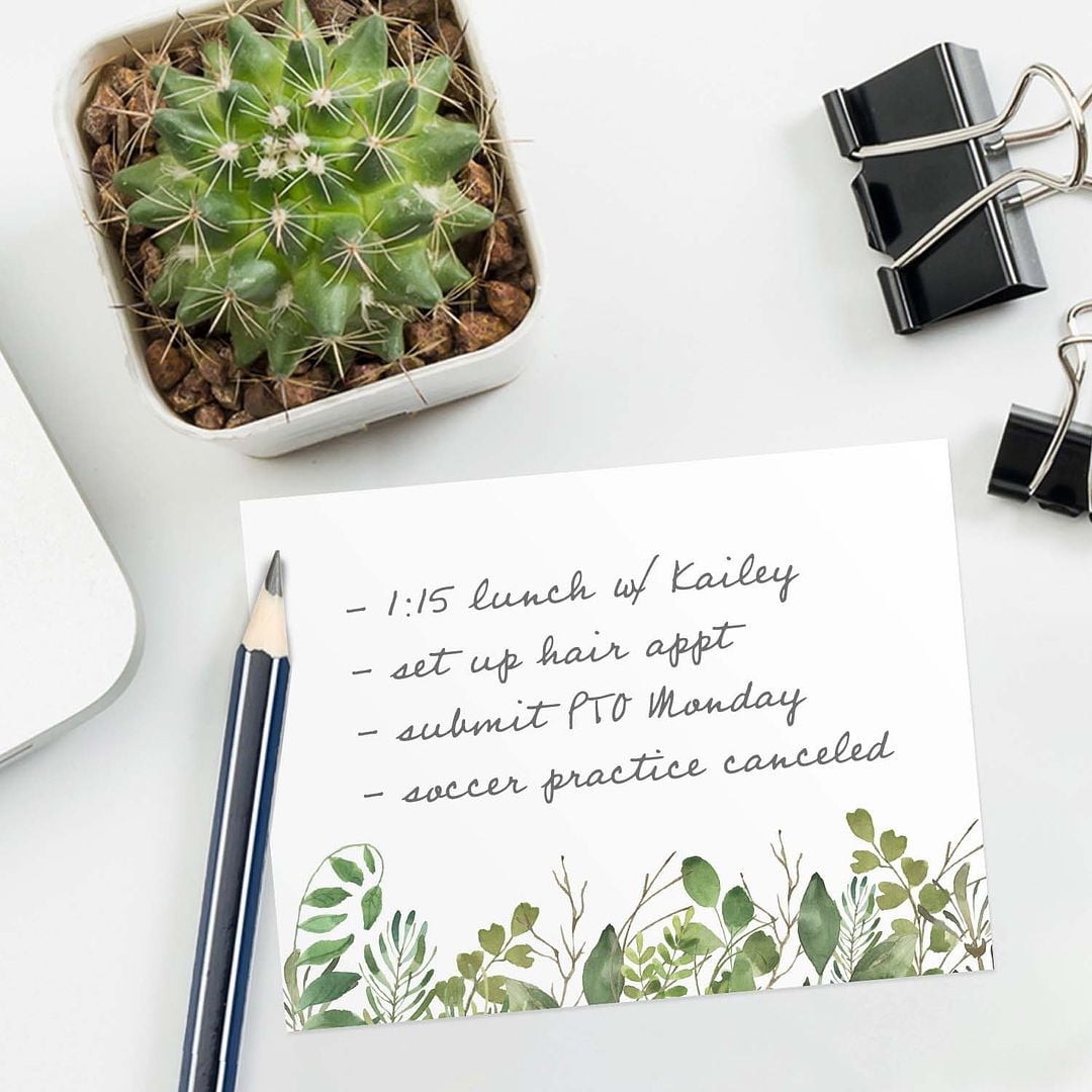Watercolor Wild Greenery Sticky Note Pads / 4\" X 3\" Botanical...