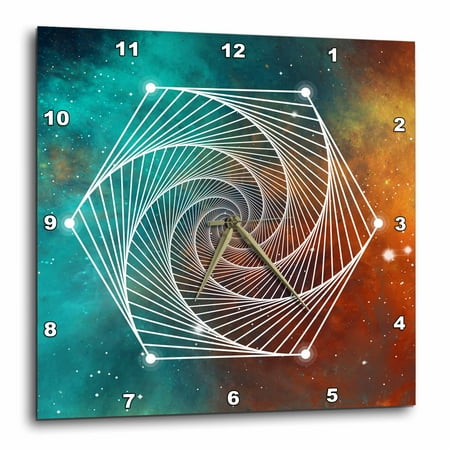 Octagon Wall Clock - 3dRose Sacred Octagon Geometry On A Teal and Orange Galaxy Background - Wall Clock, 10 by 10-inch