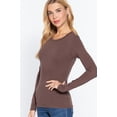 thumbnail image 3 of Simply Fashion Active Basic CrewNeck LongSleeve Slim Fit Cotton Tshirts,dark brown,medium, 3 of 4