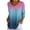 #042-Blue, variant on Womens 3/4 Sleeve T-Shirts Gradient Print V Neck Loose Fit Casual Summer Tops for Daily Wear