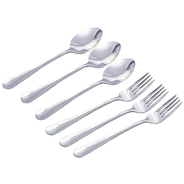 6 piezas para niños cubiertos de acero inoxidable tenedor y cuchara conjunto de utensilios para niños pequeños