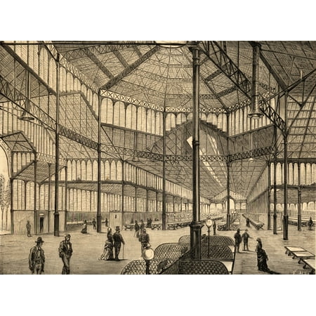 Interior Of New Borne Market Barcelona Spain On Its Inauguration 28 November 1908 Drawing By DA Rigalt Engraved By E Alba Canvas Art - Ken Welsh Design Pics (34 x 26)