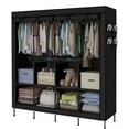 thumbnail image 1 of AGASY Clothing rack organizer - Portable closet wardrobe - Closet system - Almirah for clothes - Large Wardrobe Clothes Organizer 6 Shelves 4 Hanging Sections 4 Side Pockets 65.7x17.7x66.9in (Black), 1 of 6