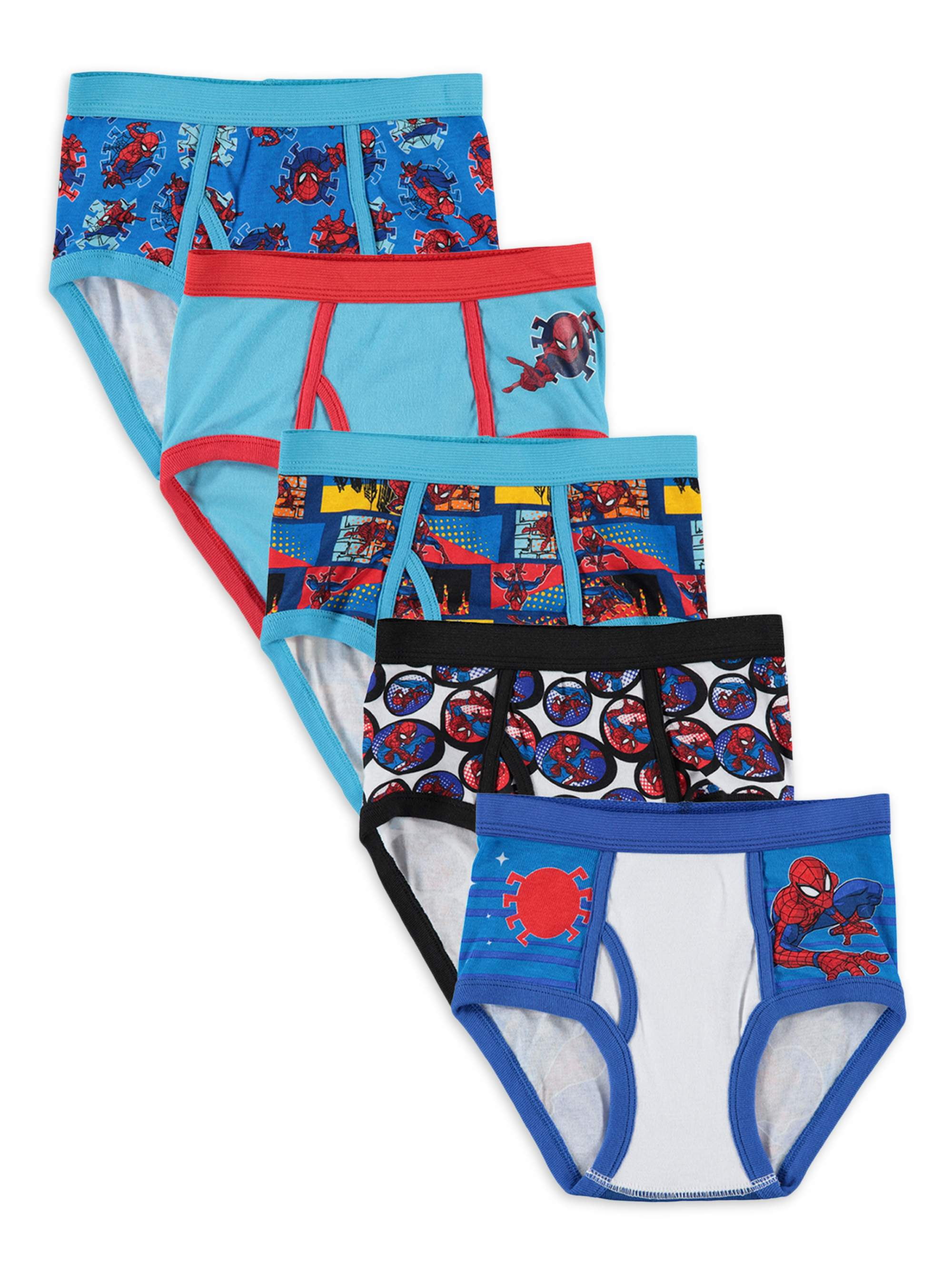 Boys Toddlers Slip On 5 pack Cotton Briefs Printed Underwear Size Age 2 3 4 5 6 