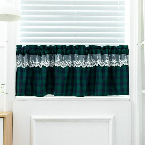1pc Lattice Pole Pocket Kitchen Curtain, What Size Curtains For 6ft Window Blinds Pole
