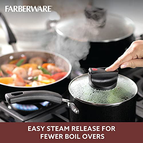Farberware Smart Control Nonstick Sauce Pan/Saucepan with Lid, 2 Quart,  Black