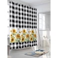 thumbnail image 3 of Shower Curtain Sunflower Shower Curtains for Bathroom, Waterproof Polyester Shower Curtain Set with Hooks, Stall Long Size 54"x78" Black Buffalo Plaid Check, 3 of 6
