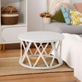 thumbnail image 5 of COZAYH Rustic Farmhouse Round Coffee Table with X-Motifs Legs & Wood Texture Top, Set of 2, 5 of 10