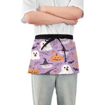 Yayeee Waist Apron with Pockets for Cooking Waterproof Half Server Aprons, Purple Cute Halloween