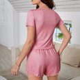 thumbnail image 7 of XuJwPNcy Womens Short Sleeve Pajamas Set Casual Sleepwear Soft Pj Sets Crewneck Top and Shorts 2 Piece Loungewear for Summer, 7 of 7