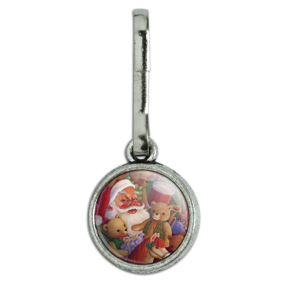Christmas Holiday Santa Teddy Bears Toys Antiqued Charm Clothes Purse Suitcase Backpack Zipper Pull Aid