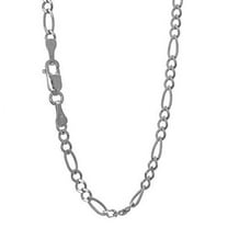 JewelStop 14k Solid White Gold 2.6mm Figaro Chain Necklace, Lobster Claw Clasp - 18 Inches, 4.6gr.