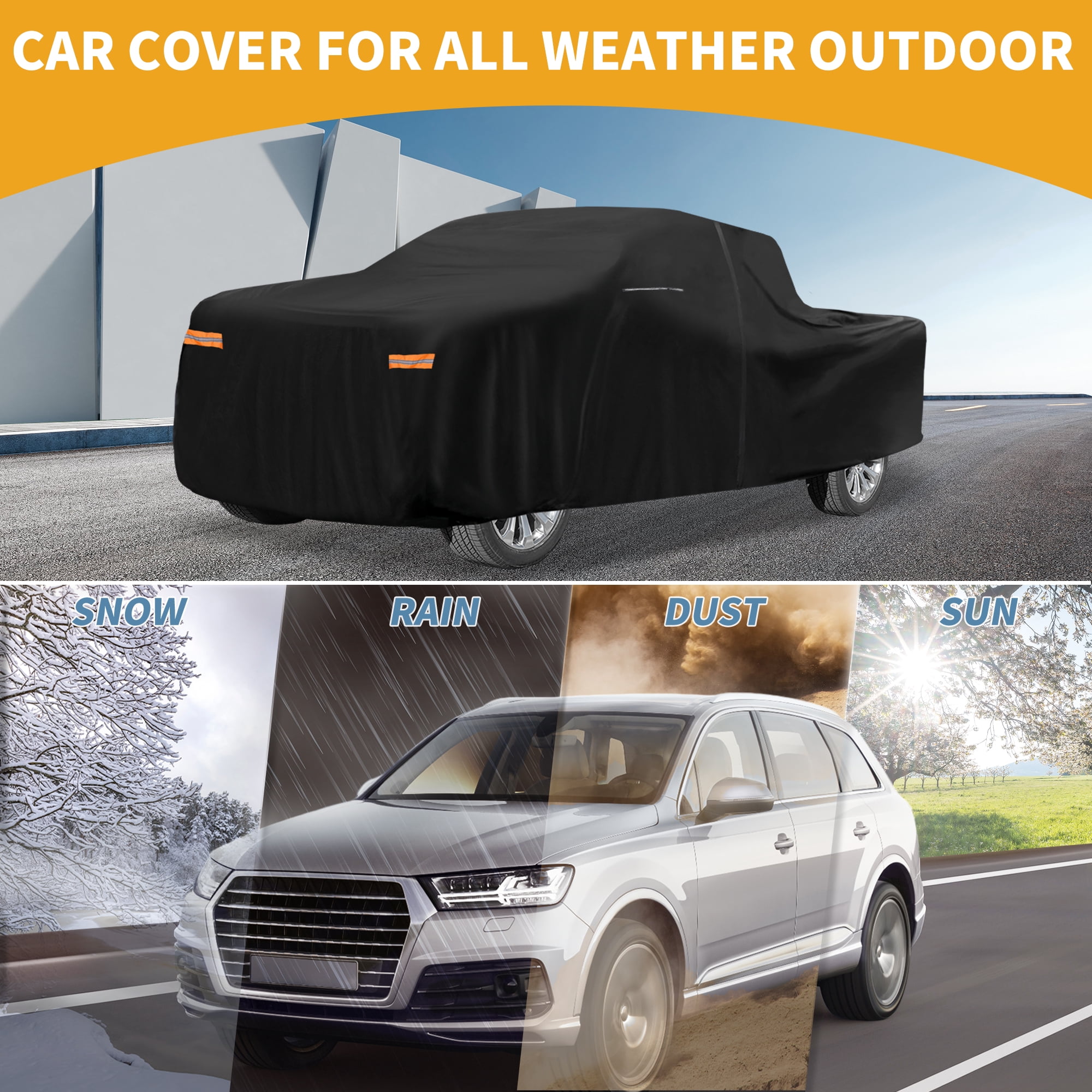 Unique Bargains Car Cover with Reflective Strips 236.22"x80.71"x66.93" for GMC Sierra