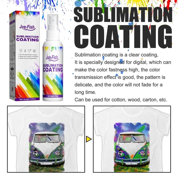 Espray de recubrimiento por sublimación 100ml Súper adherencia No requiere mezcla, Espray de líquido de sublimación de alto brillo para mezclas de BLESIY Aerosol de sublimación