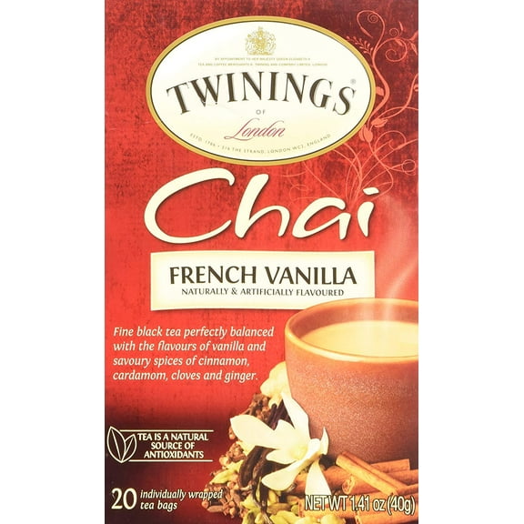 Pack of 2 - Twinings Of London French Vanilla Chai Tea Bags 1.41 Ounces - 1 Box