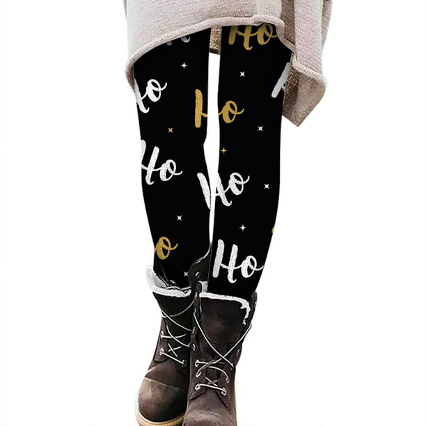 Gibobby Leggings Navideños Leggings estampados con estampado de de temporada hasta los tobillos navideños para mujer(Negro,M)