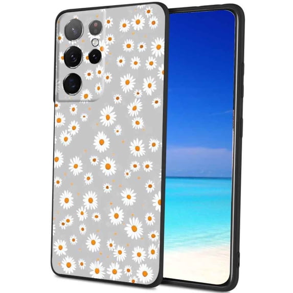Compatible with Samsung Galaxy S22 Ultra Phone Case, Daisies-Floral-184 Case Silicone Protective for Teen Girl Boy Case for Samsung Galaxy S22 Ultra