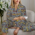 thumbnail image 5 of KLL Modern Excavator Print Women's Long Sleeve Pajamas with Pants Sleepwear Loungewear 2 Set-X-Large, 5 of 7