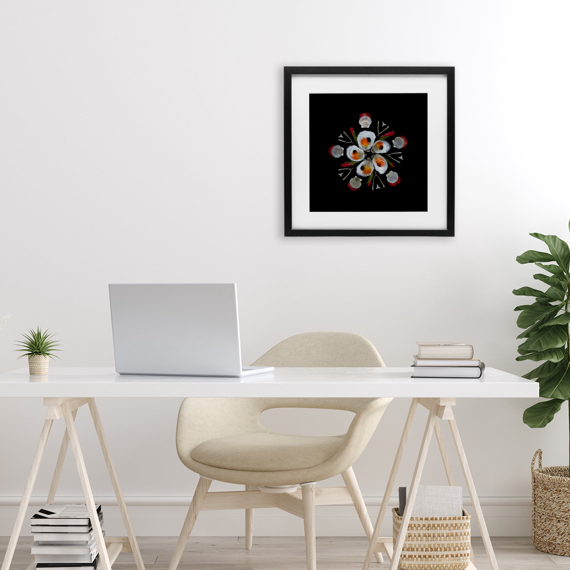 Stupell Industries Nautical Oysters Mandala Black Framed Print Under Glass, design by Beth Adoette