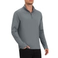 thumbnail image 4 of INSPIRE CHIC Men's 1/4 Pullover Zip Long Sleeve Sun Protection Athletic T-Shirts M Dark Gray, 4 of 6