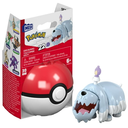 MEGA Pokémon Greavard Building Toy Kit, Poseable Action Figure (28 Pieces) for Kids