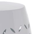 thumbnail image 6 of Outdoor Barrel Shape Side Table with Willow Leaf Pattern, Heavy Duty Metal End Table with Iron Frame for Patio, Living Room, Bedroom, Balcony & Garden, Weather Resistant, No Assembly Required, White, 6 of 7