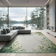 thumbnail image 2 of ODIKA 8'x10' Washable Area Rug Cream Farmhouse Watercolor Forest Hardwood Long Symmetrical Vine Border with Leaf Clusters for Dining Room, Large Office, Lounge, Non-Slip Chair-Friendly Mat, 2 of 7