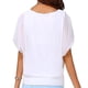 thumbnail image 2 of Blusa holgada informal de manga corta con manga de murciélago y gasa para mujer, 2 of 4