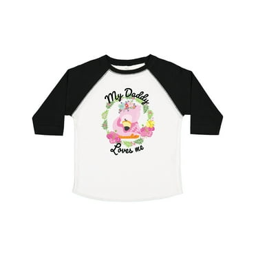 Inktastic Baby Flamingo My Daddy Loves Me in Flower Wreath Boys or Girls Toddler T-Shirt