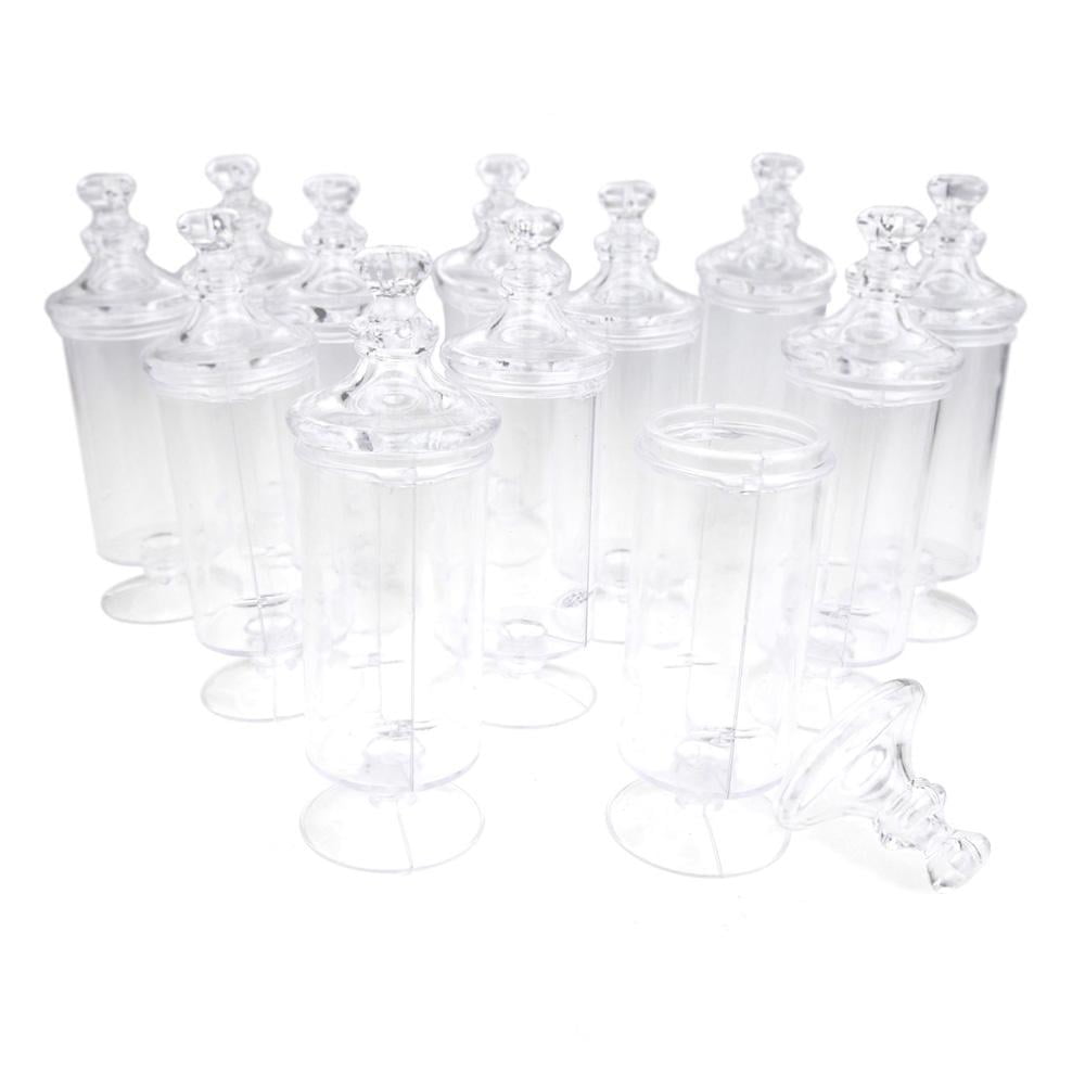 2-1/2-Inch x 4-Inch Clear Plastic Round Candy Jar Party Favor 12-Count 