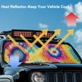 thumbnail image 3 of Uorisanigo Windshield Sun Shade Compatible with Jeep Wrangler JK JL, Foldable Windshield Cover Colorful Tie Dye Print Car Sun Visor Blocks Sunlight Heat UV Rays Keep Vehicle Cool, 3 of 7