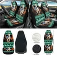 thumbnail image 2 of Renewold American Tribal Horse Green 12 Pcs Car Seat Covers Set, with Steering Wheel Cover Seat Belt Pads Armrest Prorector Trash Bin Sunglass Pocket Rear View Mirror Cover Coaster Keychain, 2 of 7