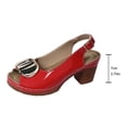 thumbnail image 4 of Womens Fashion Platform Sandals Block Heel Open Toe Ankle Strap Comfortable Walking Shoes Red,Size 42, 4 of 8