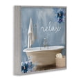 thumbnail image 2 of Blue Floral Relax Bathroom Scene Gray Framed Giclee Art, 12 x 12, 2 of 7