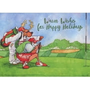 Golfing with Reindeer Caddy Box of 18 Christmas Cards
