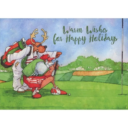 Golfing with Reindeer Caddy Box of 18 Christmas Cards