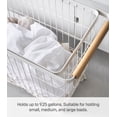 thumbnail image 5 of Yamazaki Home Rolling Wire Basket, White, Steel + Wood, 9.2 gallons, 35L, Supports 11 pounds, Handles, Wheels, Minimal Assembly, 5 of 7
