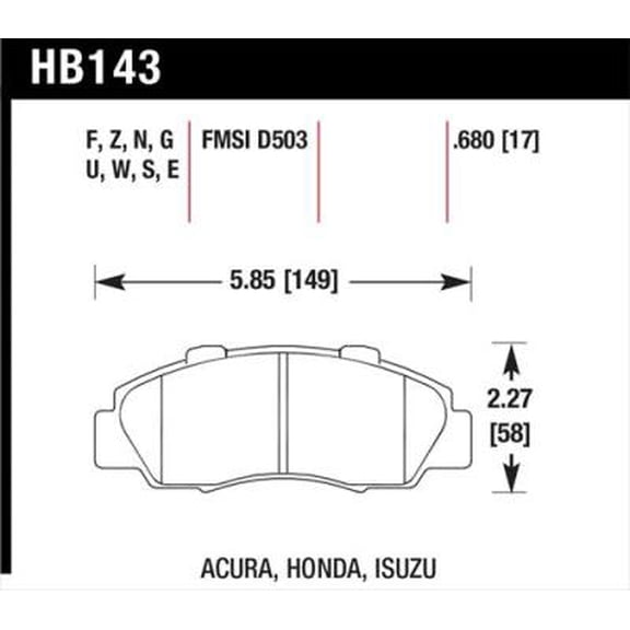 Hawk Performance HB143F.680 Brake Pads - HPS Compound - Set of 4 Fits select: 1997-2001 HONDA CR-V, 2002 HONDA ACCORD SE