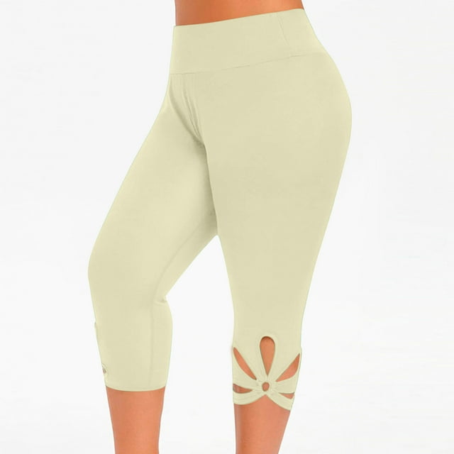 Puntoco Pantalones Deportivos Casuales Cómodos De Playa De Color Sólido De Yoga Delgado Para Mujer Pantalones Recortados Beige L, Regalo Para Mujeres