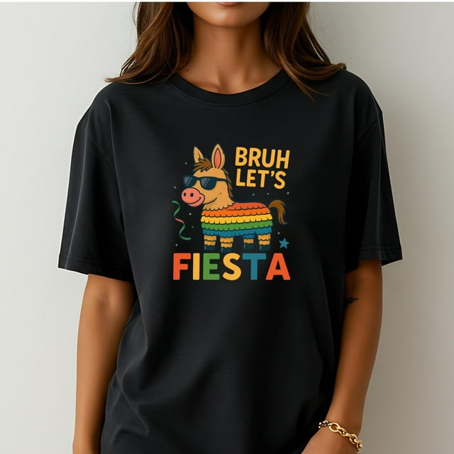 Bruh Let's Fiesta T-Shirt Drôle Ne Piata Tee Graphique Costume Cinco de Mayo Humour de Fête - Blanc - m