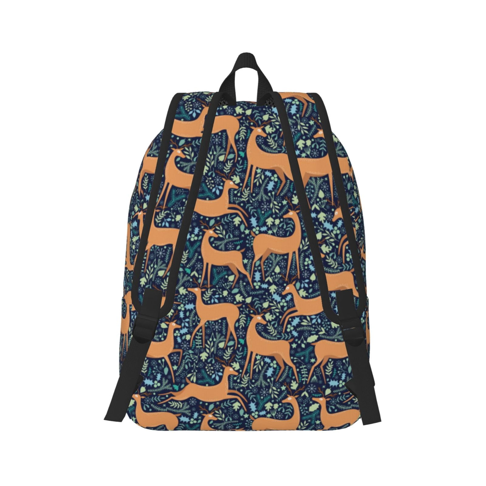 Xecao Reindeer for Canvas College Laptop Backpack, Durable Rucksack Travel Notebook Bag School Backpack Book Bag for Men Women